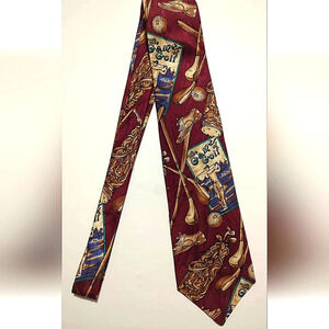 Arnold Palmer The Game of Golf Mens Neck Tie Burgundy Brown